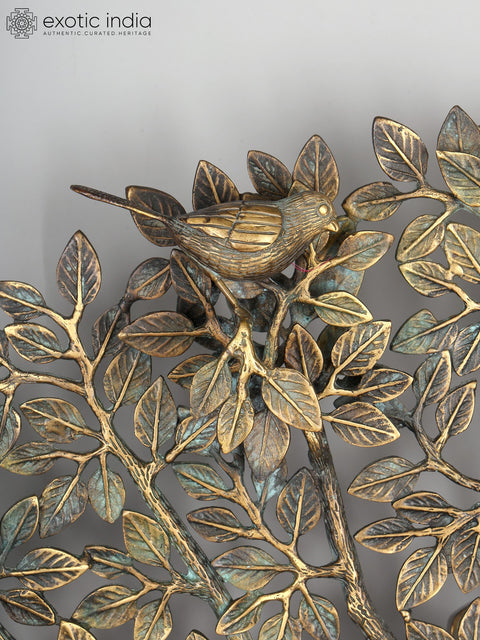 36" Large Brass Tree of Life with Chirping Birds | Wall Hanging | Home Decor