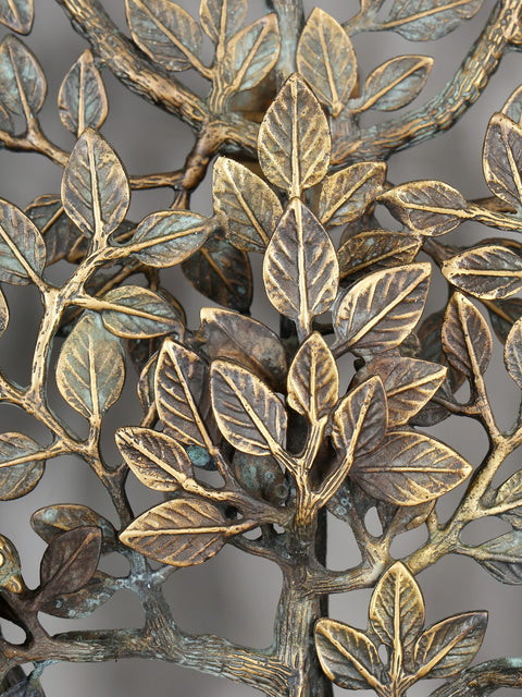 36" Large Brass Tree of Life with Chirping Birds | Wall Hanging | Home Decor