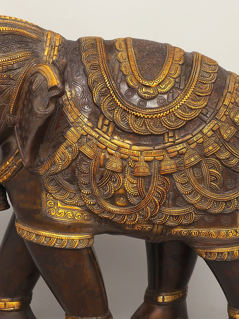 25" Royal Elephant with Upraised Trunk | Brass Statue | Home Decor