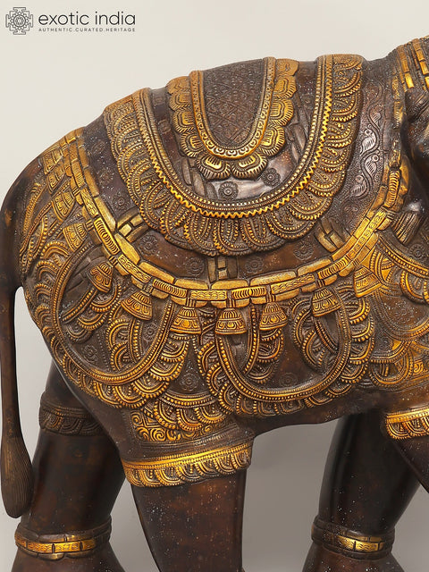 25" Royal Elephant with Upraised Trunk | Brass Statue | Home Decor