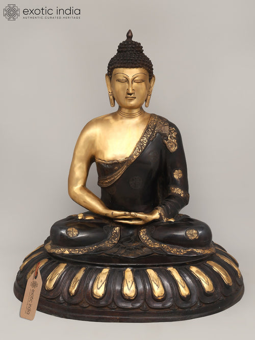 28" Lord Buddha Seated in Dhyan Mudra Brass Statue