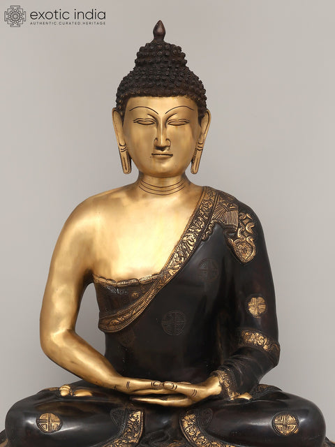 28" Lord Buddha Seated in Dhyan Mudra | Brass Statue