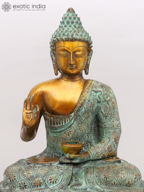 22" Lord Buddha Seated in Vitark Mudra | Brass Statue