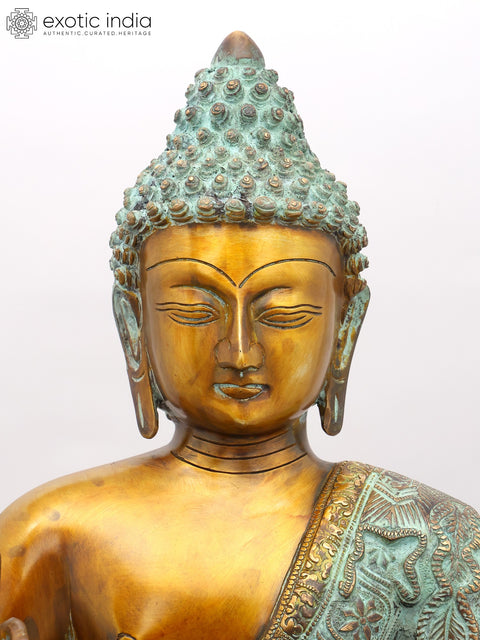 22" Lord Buddha Seated in Vitark Mudra | Brass Statue