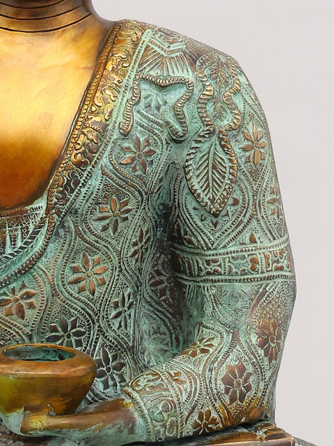 22" Lord Buddha Seated in Vitark Mudra | Brass Statue