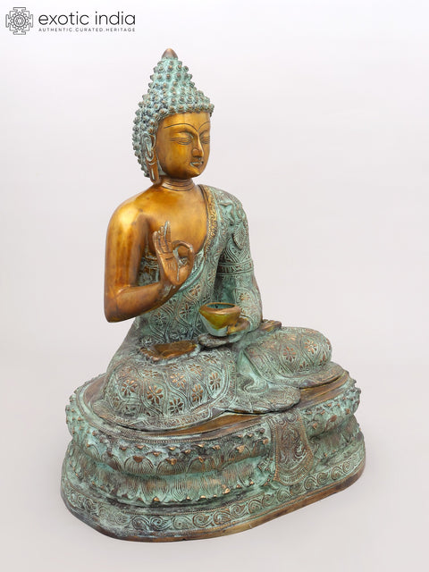 22" Lord Buddha Seated in Vitark Mudra | Brass Statue