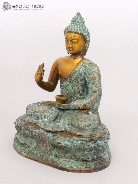 22" Lord Buddha Seated in Vitark Mudra | Brass Statue