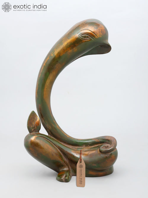 17" Stylized Modern Ganesha Brass Statue for Home Decor