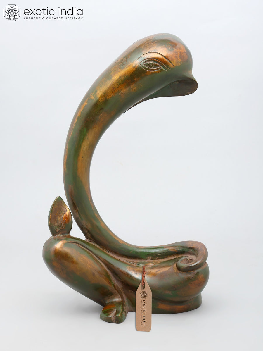 17" Stylized Modern Ganesha Brass Statue for Home Decor