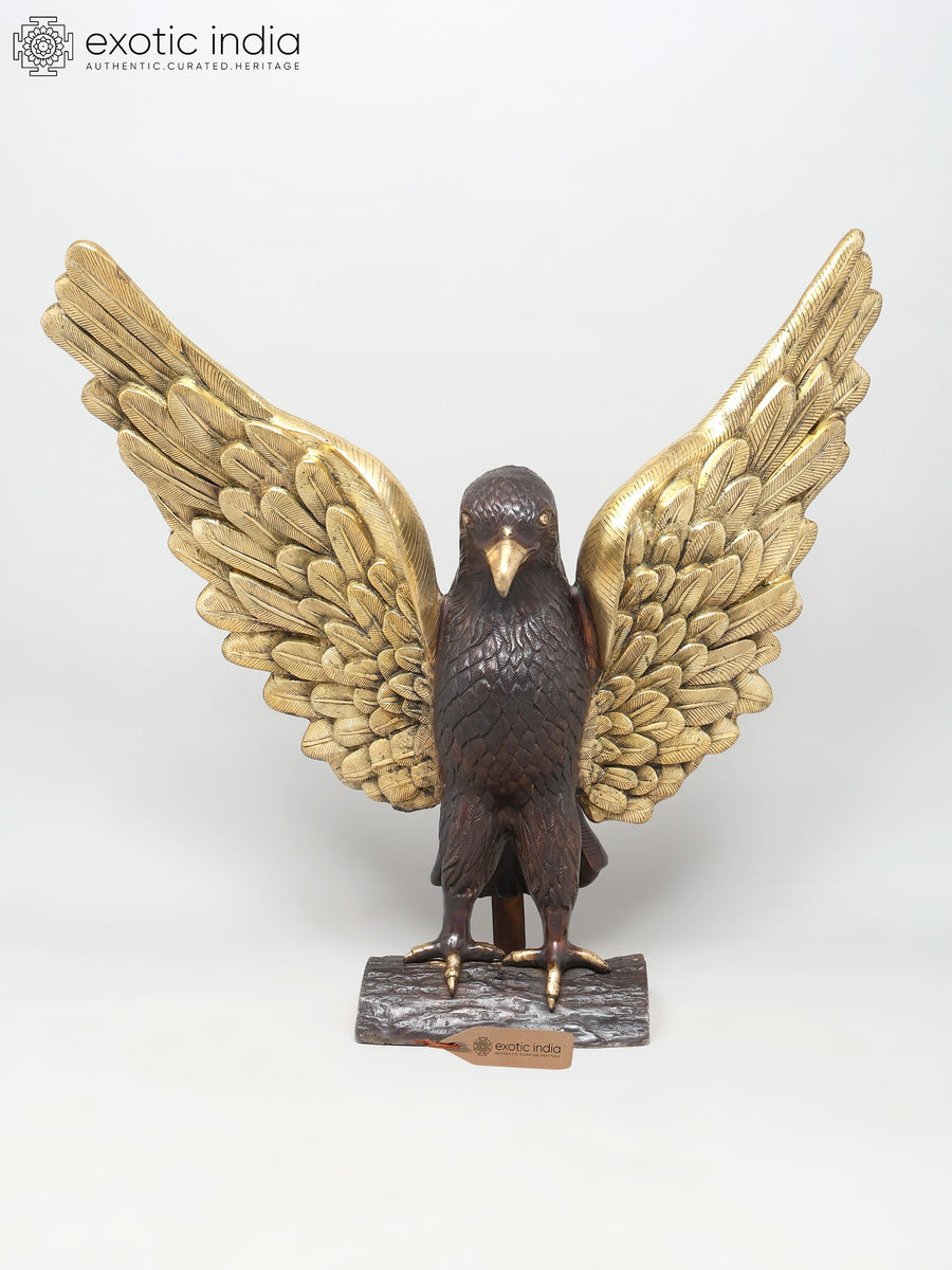 39" Large Golden-Winged Eagle Brass Statue for Home Decor