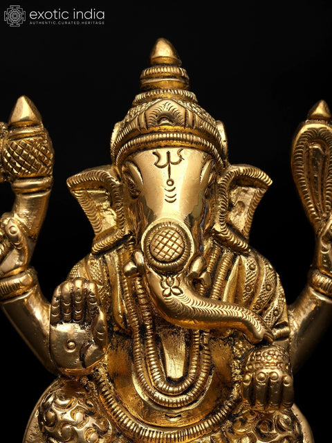 4" Lord Ganesha - The Destroyer of Obstacles | Brass Sculpture