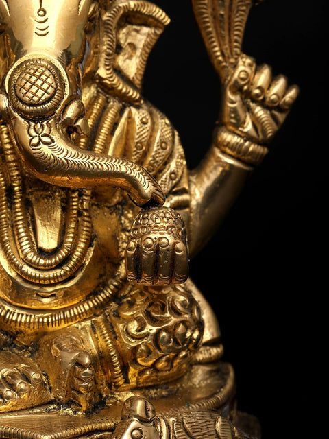 4" Lord Ganesha - The Destroyer of Obstacles | Brass Sculpture