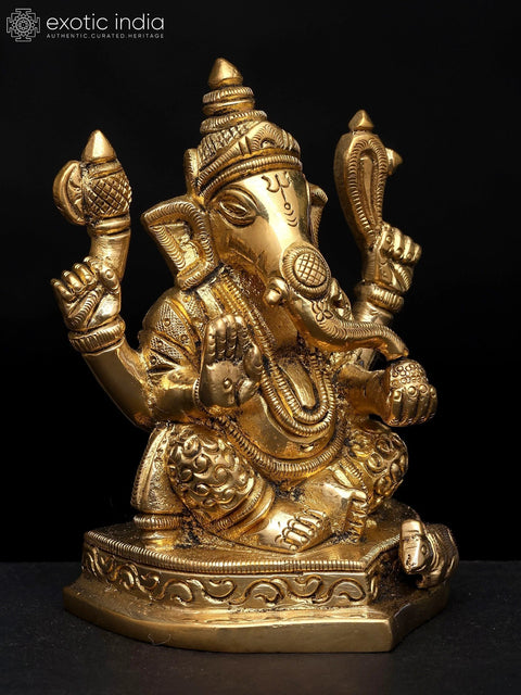 4" Lord Ganesha - The Destroyer of Obstacles | Brass Sculpture