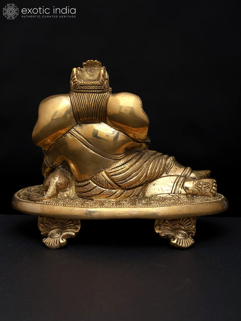 6" Lord Ganesha - The Auspicious Resting Form | Brass Sculpture