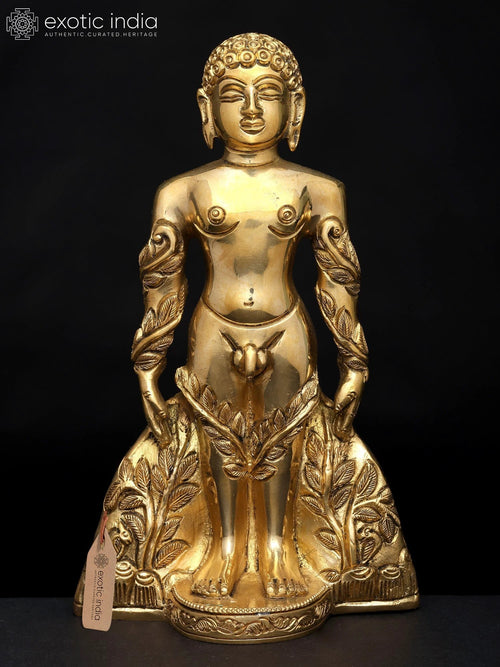 9" Lord Mahavir Standing Brass Statue Jain Tirthankar