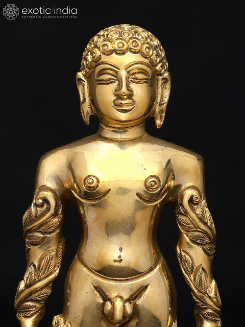 9" Lord Mahavir in Standing Gesture – Jain Tirthankar | Brass Statue