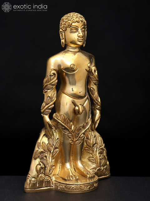 9" Lord Mahavir in Standing Gesture – Jain Tirthankar | Brass Statue