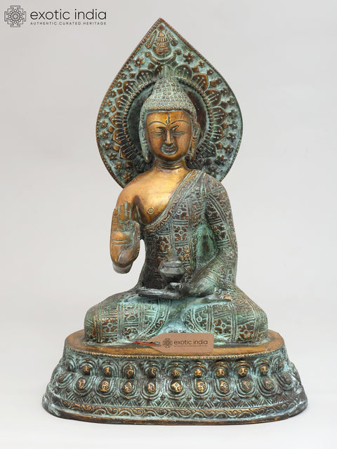 13" Shakyamuni Buddha in Abhaya Mudra | Brass Statue