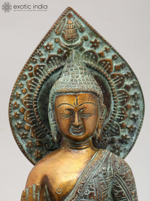 13" Shakyamuni Buddha in Abhaya Mudra | Brass Statue