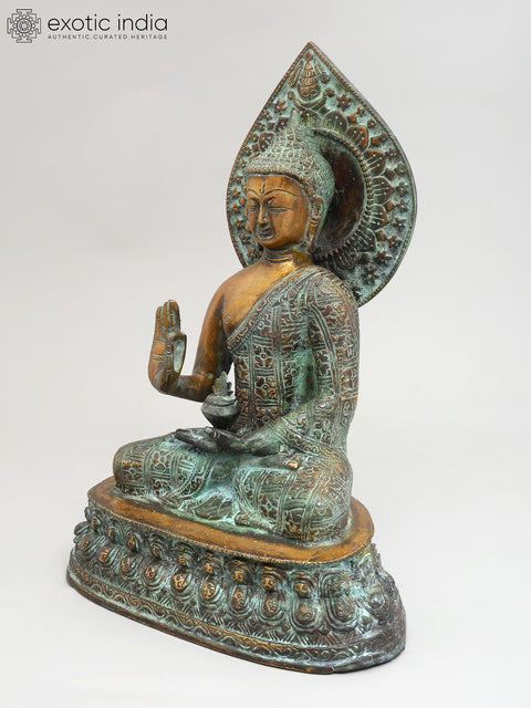 13" Shakyamuni Buddha in Abhaya Mudra | Brass Statue
