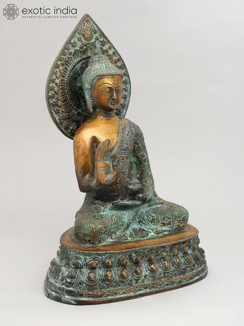 13" Shakyamuni Buddha in Abhaya Mudra | Brass Statue