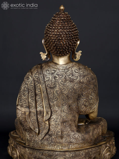 36" Large Sitting Lord Buddha in Vitark Mudra | Brass Statue