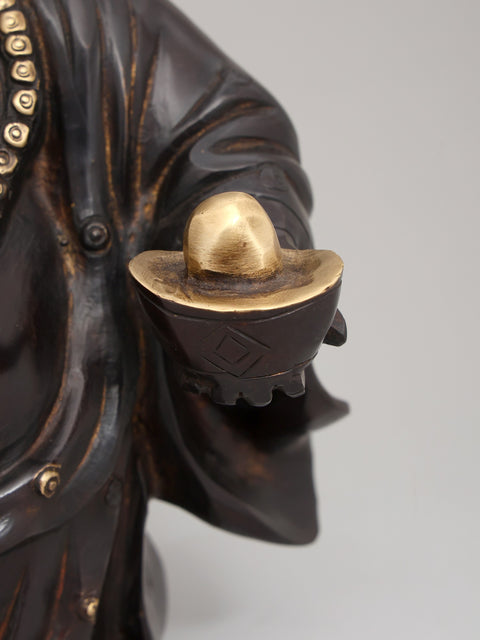 9" Auspicious Laughing Buddha for Wealth & Prosperity | Brass Statue