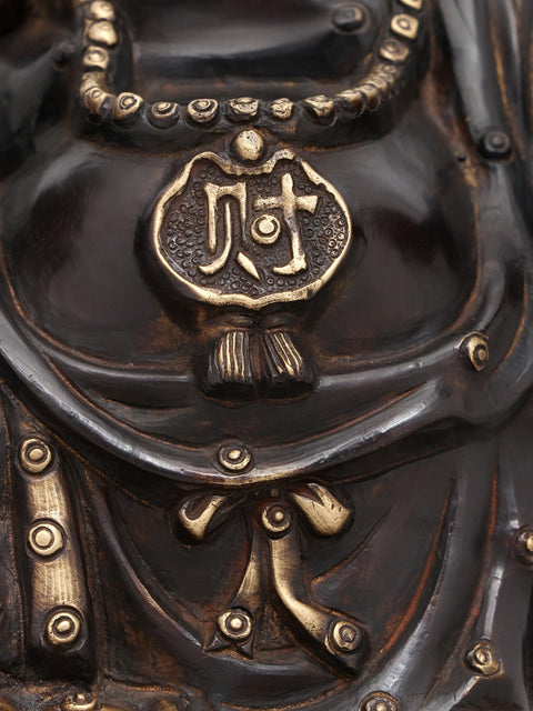 9" Auspicious Laughing Buddha for Wealth & Prosperity | Brass Statue