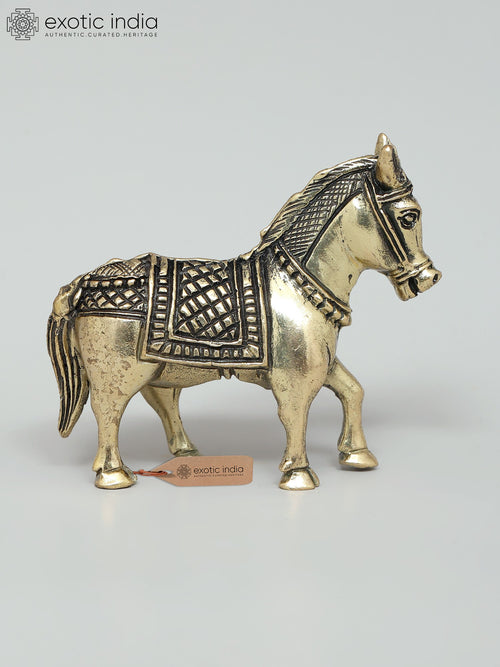 2" Small Brass Pony Horse Figurine for Home Decor
