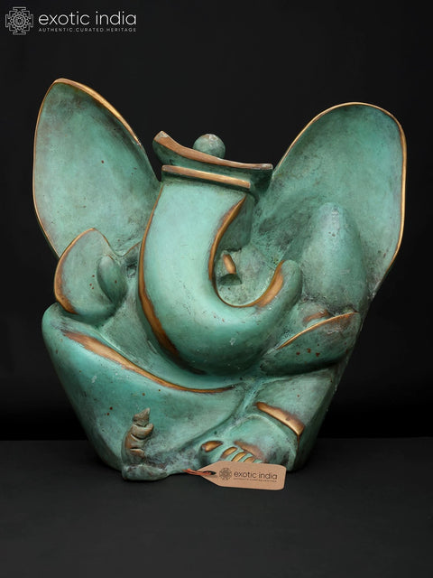 11" Stylized Modern Ganesha | Brass Statue