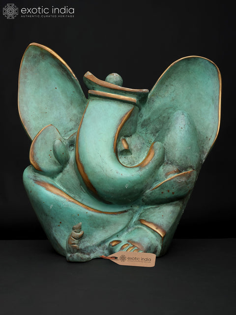 11" Stylized Modern Ganesha | Brass Statue