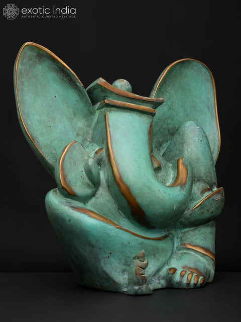 11" Stylized Modern Ganesha | Brass Statue