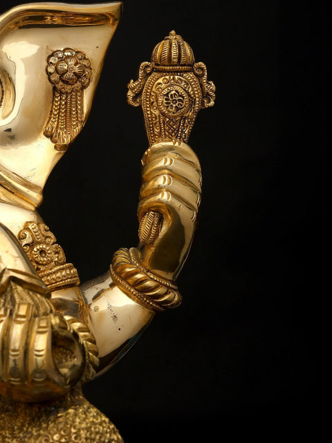12" Four Armed Blessing Lord Ganesha | Brass Statue
