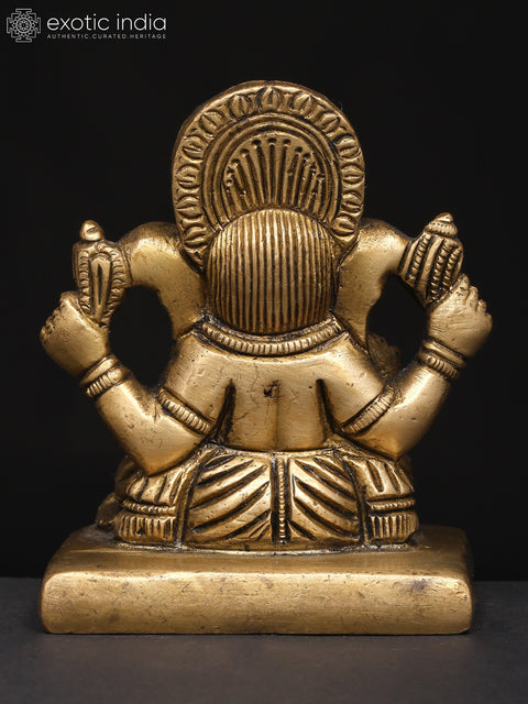 3" Small The Divine Form of Ganesha with Modak and Mouse | Brass Figurine