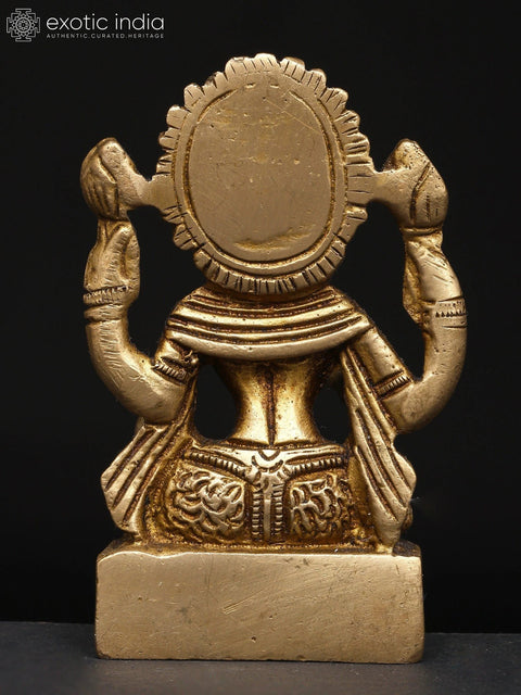3" Small Divine Lakshmi in Seated Pose with Blessing Hand Gesture | Brass Sculpture