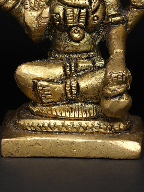 3" Small Four Armed Lord Shiva with Trishul and Damru | Brass Sculpture