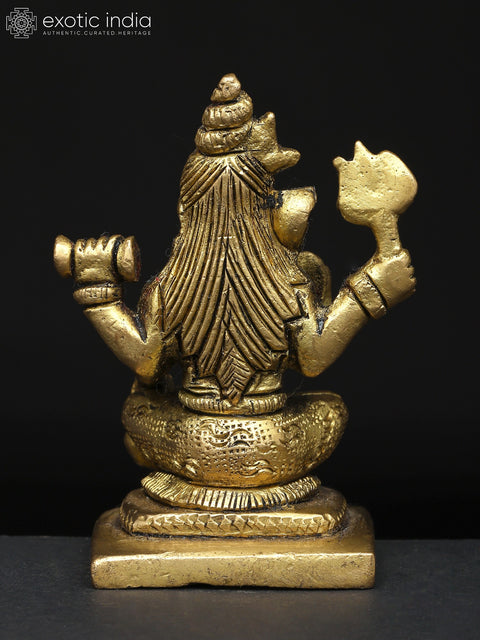 3" Small Four Armed Lord Shiva with Trishul and Damru | Brass Sculpture