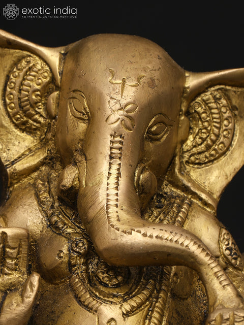 4" Small Divine Ganesha with Four Arms – The Remover of Obstacles | Brass Idol