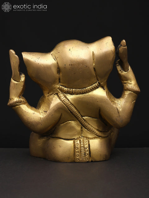 4" Small Divine Ganesha with Four Arms – The Remover of Obstacles | Brass Idol