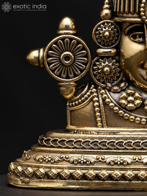3" Small Superfine Bust of Tirupati Balaji | Brass Sculpture