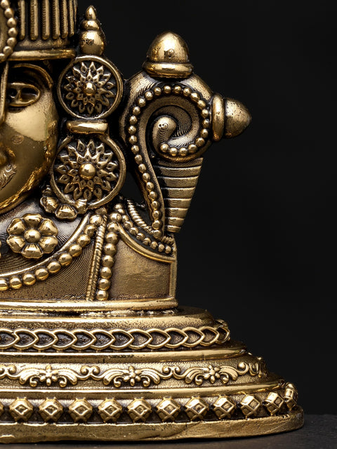 3" Small Superfine Bust of Tirupati Balaji | Brass Sculpture