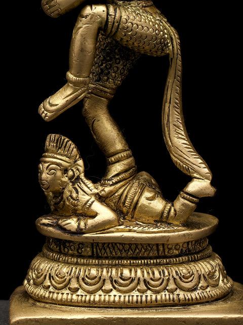 4" Small Four Armed Lord Shiva Dancing on Demon Apasmara | Brass Idol