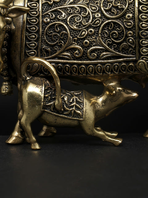 3" Superfine Cow With Calf - Symbol of Prosperity and Nurturing | Brass Idol