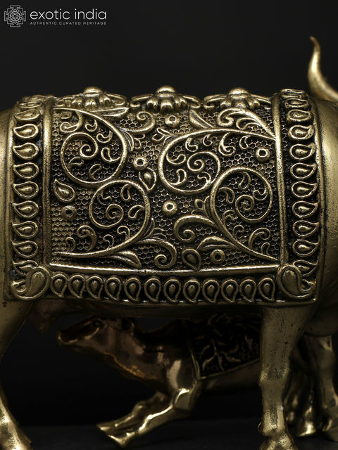 3" Superfine Cow With Calf - Symbol of Prosperity and Nurturing | Brass Idol