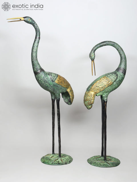 67" Large Size Graceful Pair of Cranes | Brass Statues | Home Decor