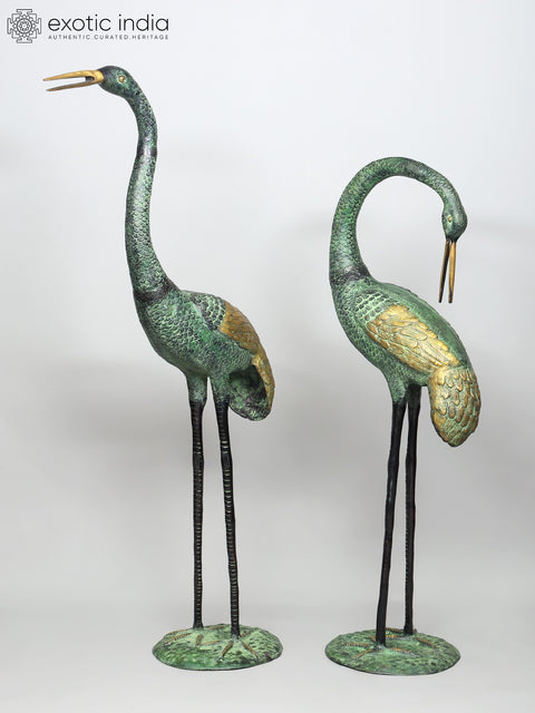 67" Large Size Graceful Pair of Cranes | Brass Statues | Home Decor