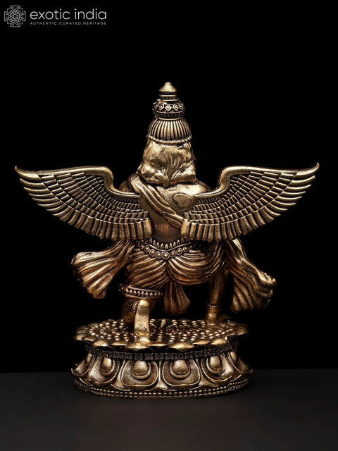 4" Small Superfine Garuda - Vahana of Lord Vishnu in Namaskar Gesture | Brass Statue