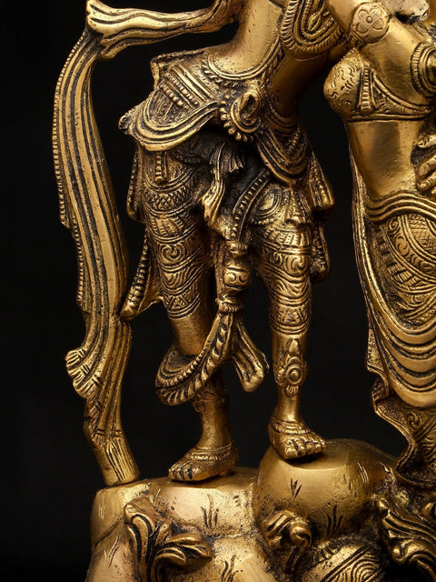 11" Divine Love - Radha Krishna in Graceful Pose | Brass Statue