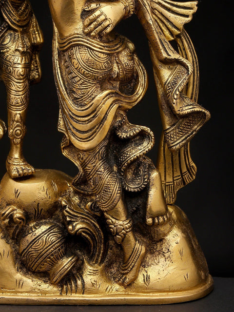 11" Divine Love - Radha Krishna in Graceful Pose | Brass Statue