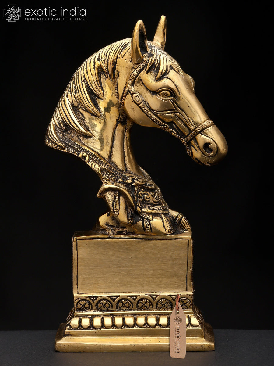 9" Stylized Horse Brass Statue for Home Decor